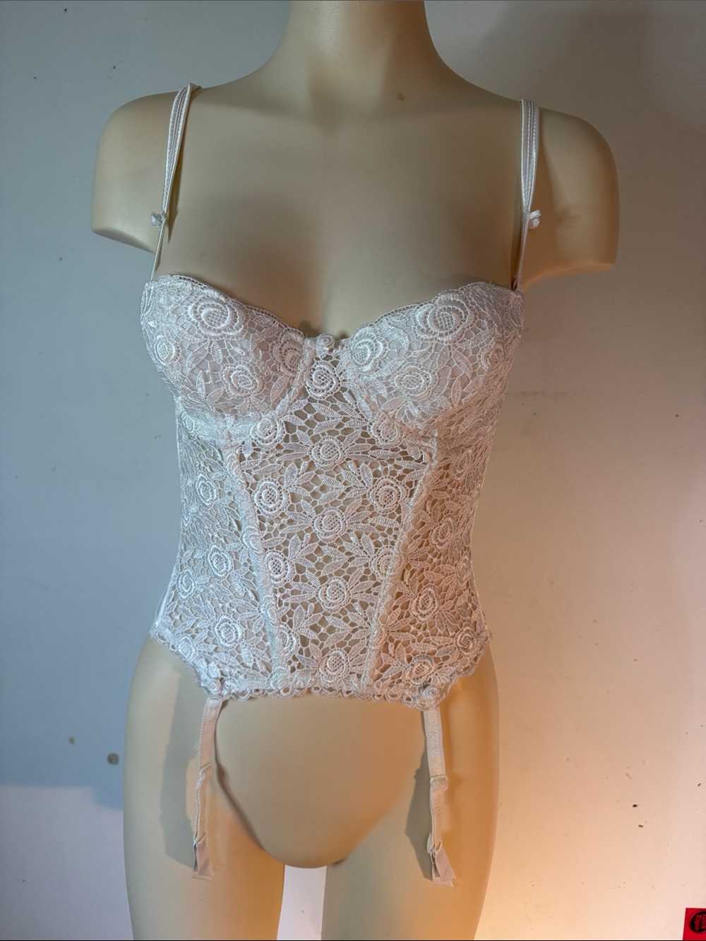 La SENZA Cream Floral Lace Bustier with Garters